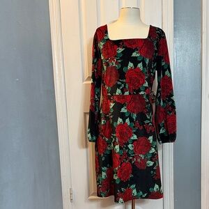 The Children's Place Black and Red Floral Long Sleeve Dress